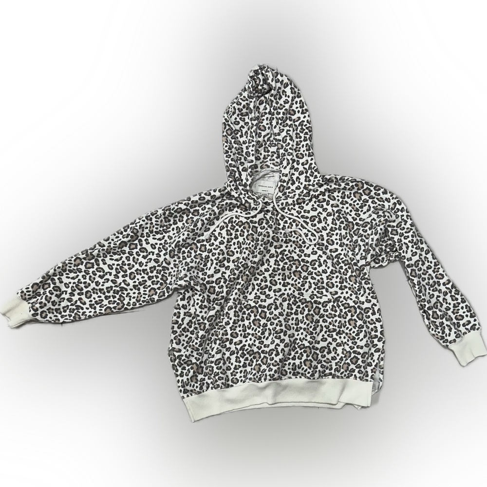 American Eagle XS Leopard Print Hoodie Lightweight Pullover Sweatshirt